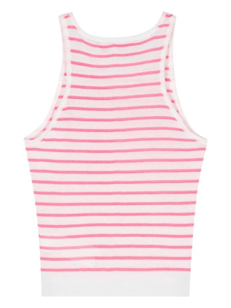 Eyelike-patch striped sleeveless top