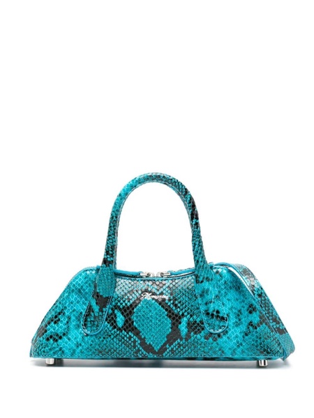 snakeskin-effect leather tote bag