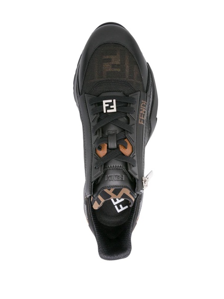 Black Flow FF-Jacquard Leather Sneakers