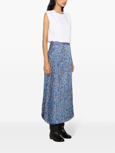 paisley-print pleated midi skirt