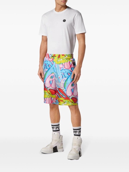 Bombing Graffiti silk bermuda shorts