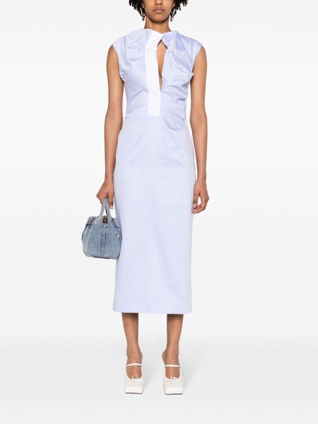 Blue Salmson Gathered Midi Dress