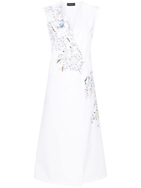 embroidered cotton wrap dress