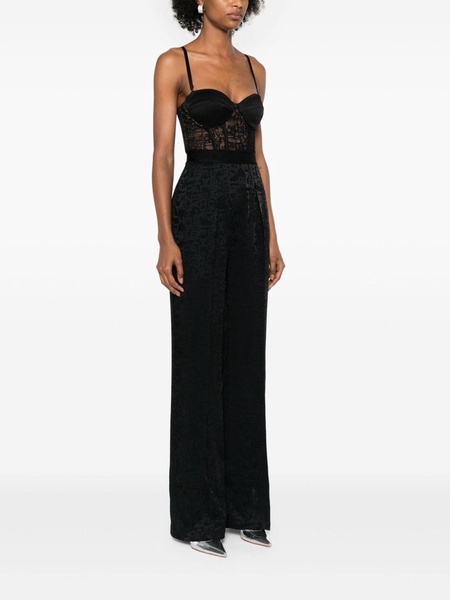 logo-jacquard pleated jumpsuit 