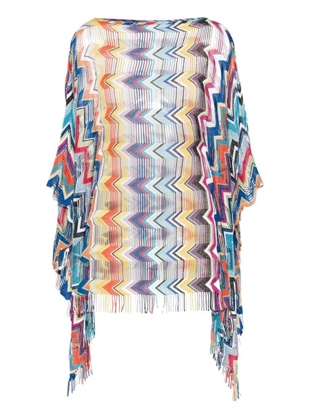 zigzag-pattern fringed kaftan