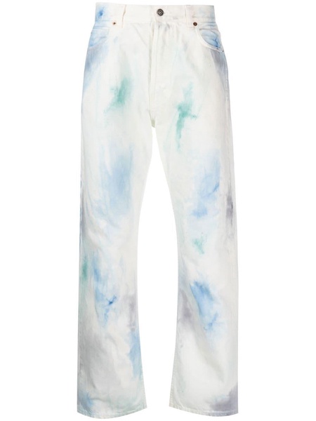 watercolour-effect straight-leg trousers