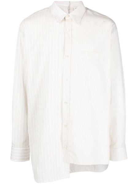 striped asymmetric-hem shirt