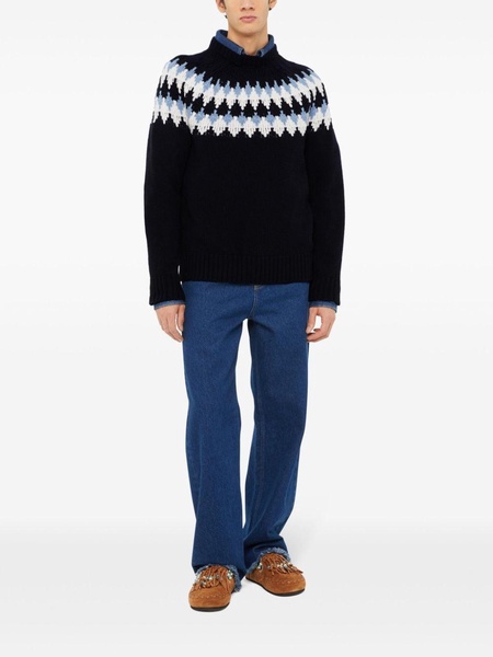 fair isle intarsia-knit wool sweater