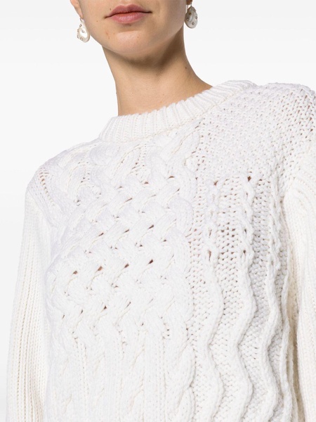 cable-knit cropped wool jumper