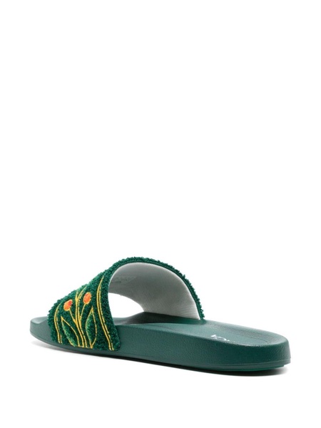 embroidered terry-cloth slides