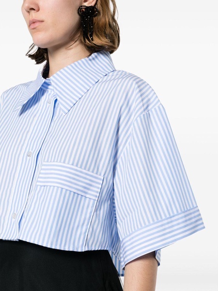 striped cropped organic-cotton shirt