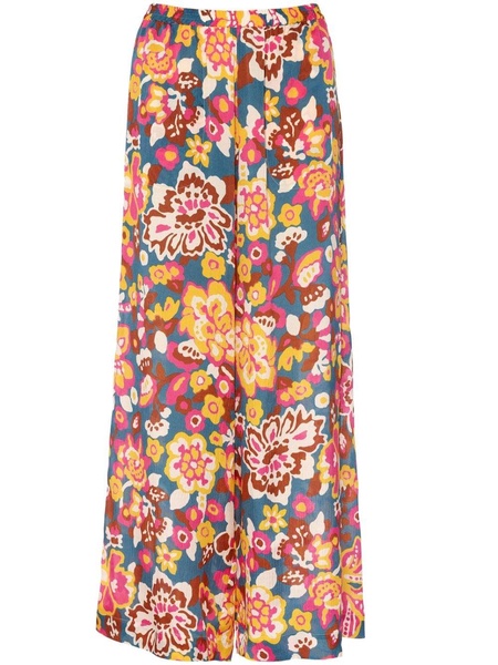 Cactus floral-print wide-leg trousers