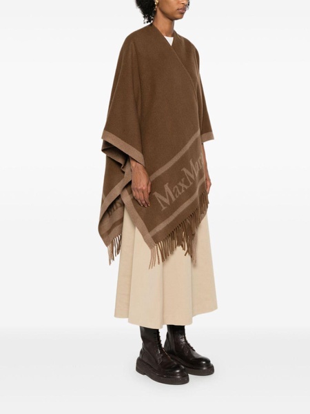 logo-jacquard wool cape