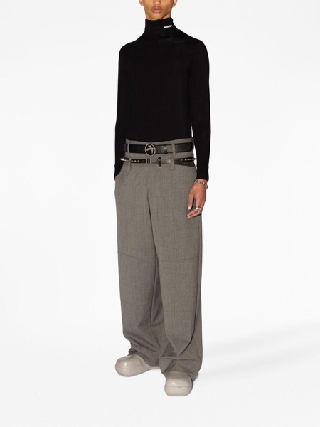 double belted wide leg trouser