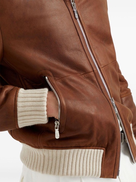 shearling-lining zip-up jacket 