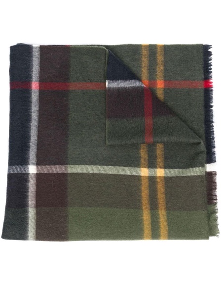 tartan-pattern wool scarf