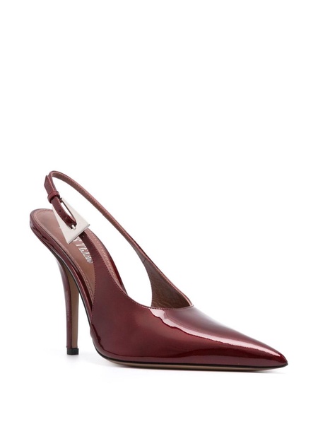 100mm patent-leather sligback pumps