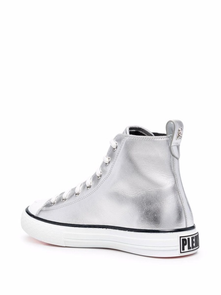 metallic-finish high-top sneakers