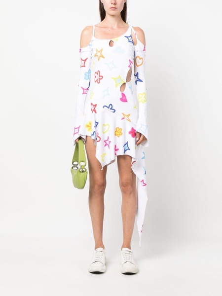 graphic-print asymmetric dress