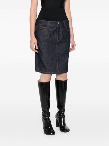 hybrid denim midi skirt 