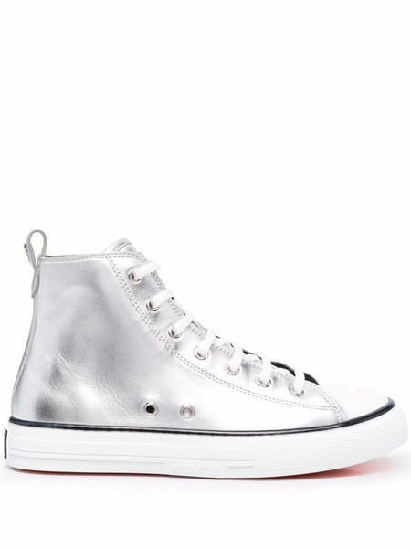 metallic-finish high-top sneakers