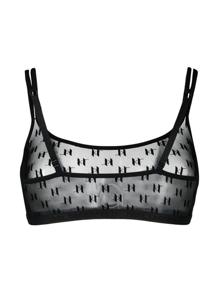 sheer monogram-pattern bralette