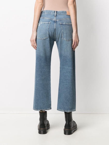 distressed-effect mid-rise cropped jeans 