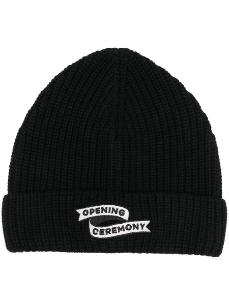 flag logo knitted beanie hat