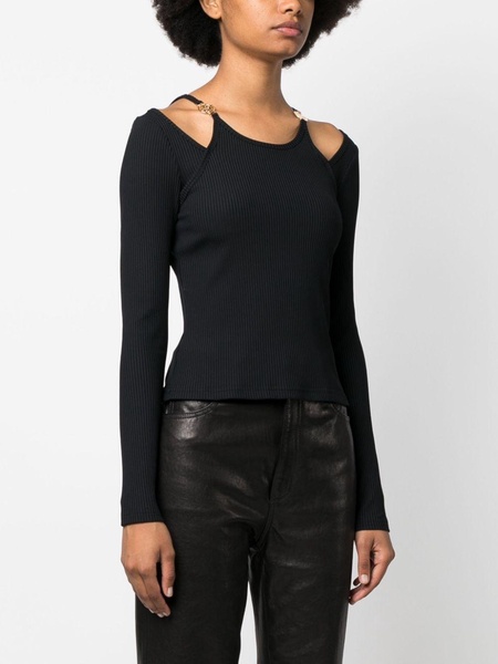 cut-out detail ribbed top