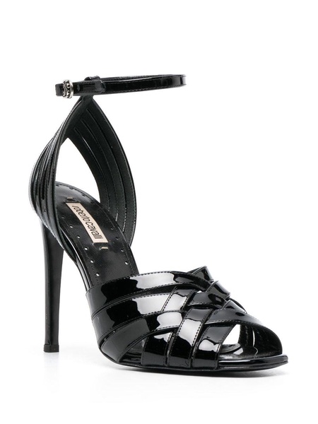 caged patent-leather pumps