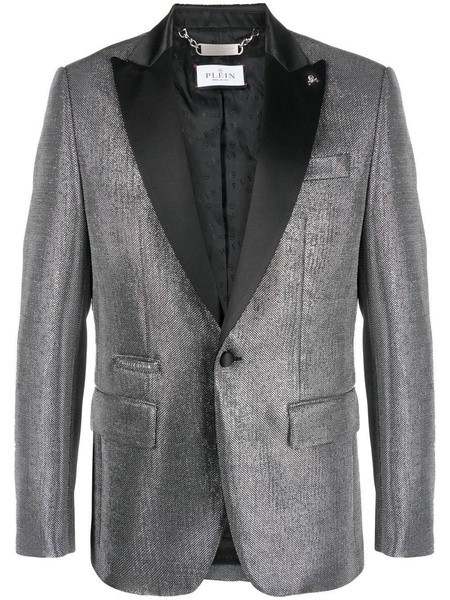 metallic-finish single-breasted blazer