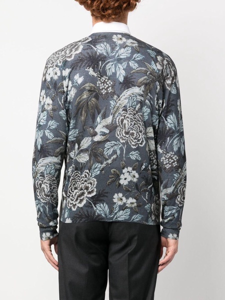 floral-print cashmere-silk sweatshirt