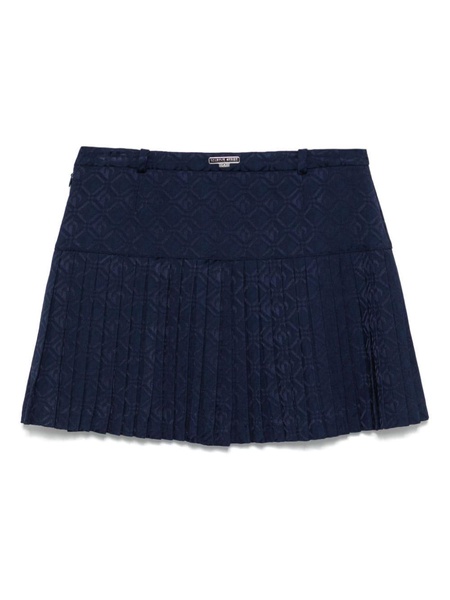 Moon Diamond-jacquard plaetd mini skirt