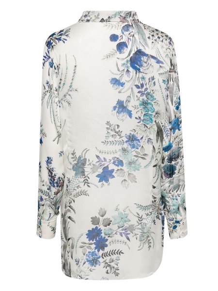 floral-print silk pyjama top