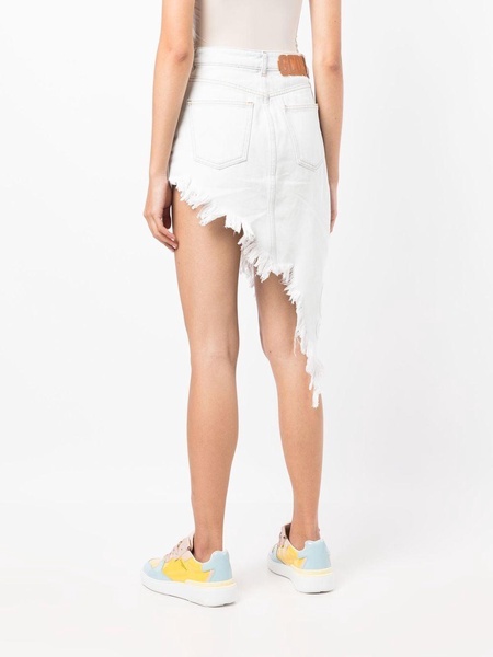 cut-off embroidered-logo denim skirt