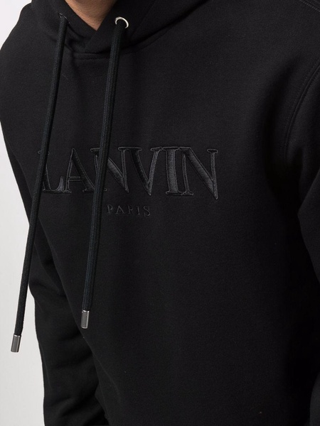 Black Logo Embroidered Hoodie