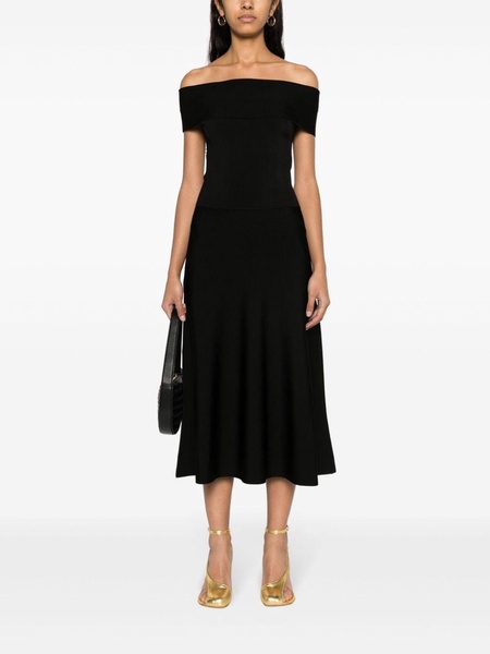 boat-neck knitted midi dress