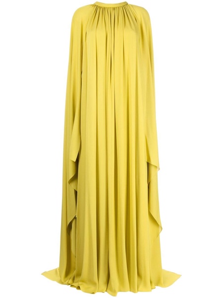 asymmetric draped silk gown