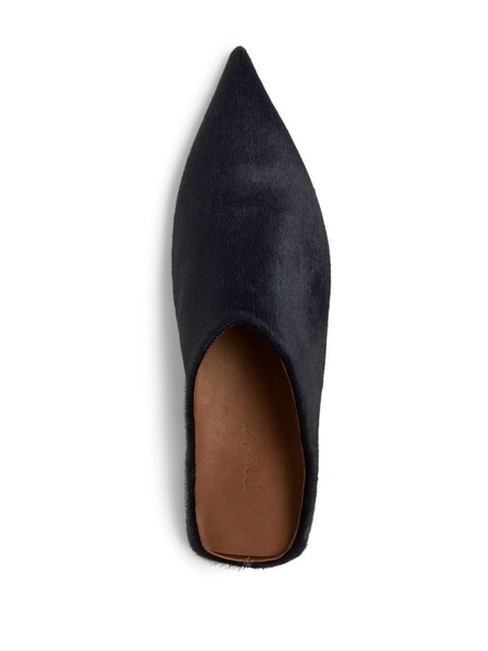 pointed-toe calf-hair mules