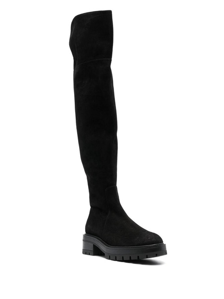 knee-high suede boots