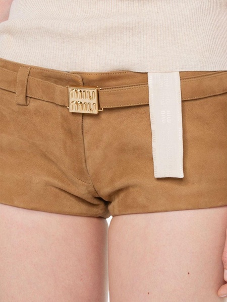 belted suede shorts