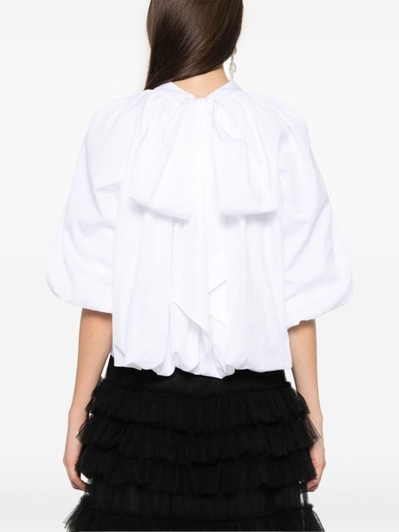 bow-embellished balloon-sleeves top