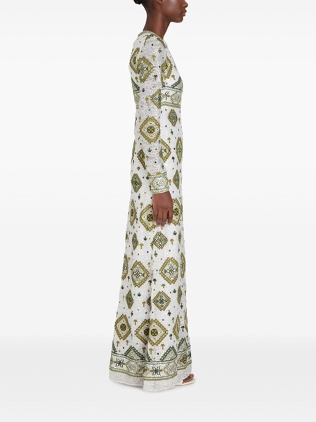 Tapisserie-print sequinned maxi dress