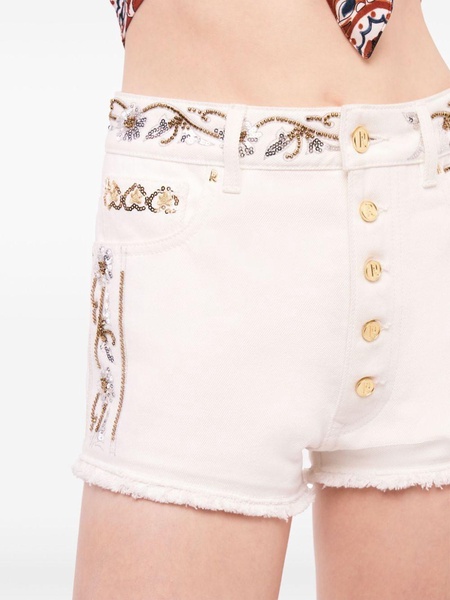 embroidered denim shorts