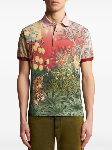 graphic-print ombré polo shirt