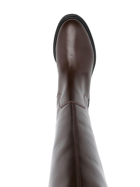 knee-length leather boots