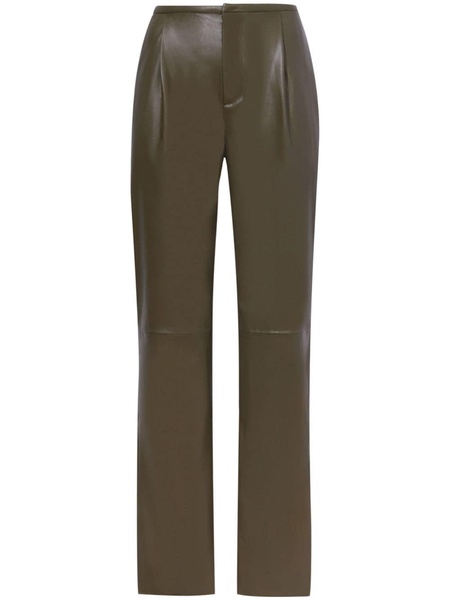 faux-leather straight-leg trousers