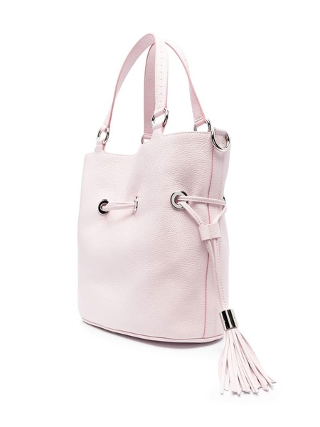 tassel-drawstring leather bucket bag