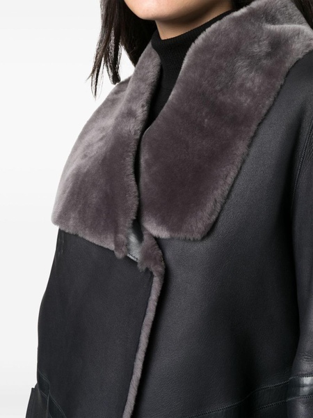 off-centre fastening fur coat