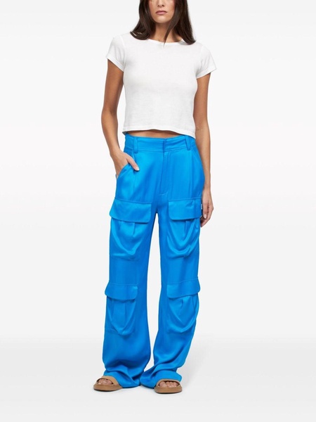 satin cargo-pocket trousers